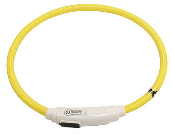 Нашийник світиться, LED, USB, силікон, жовтий,