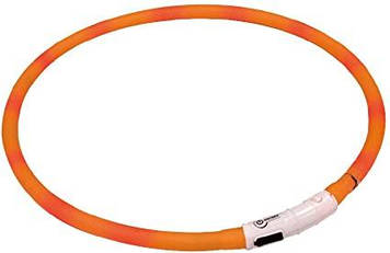 Нашийник світиться, LED, USB, силікон, помаранчевий,