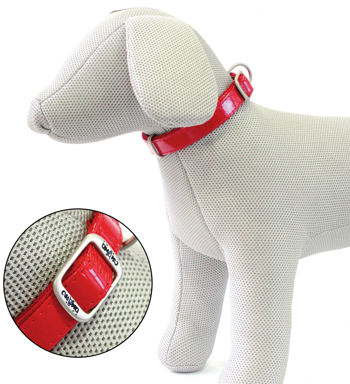 Нашийник LEATHERETTE, червоний лак, кожзам/нейлон,, фото 1