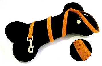 Повідець MYLORD з тисненням, помаранчевий, кожзам,