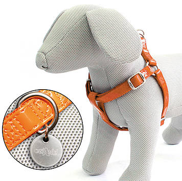 Шлея LEATHERETTE, оранжевый лак, кожзам/нейлон,