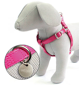 Шлея LEATHERETTE, рожевий лак, кожзам/нейлон,