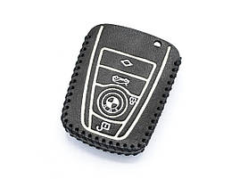 Шкіряний чохол (футляр) для ключа BMW I3/I8 на 4 кнопки ( колір Чорний, рядок посилений шов )