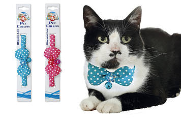 Нашийник д/кота BUTTERFLY, з дзвіночком, нейлон, на гумці, 2 кольори, 19-29х1см