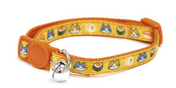 Нашийник д/кота CATMANIA SUSHI, з дзвіночком, нейлон, жовтий, 23-35х1см *