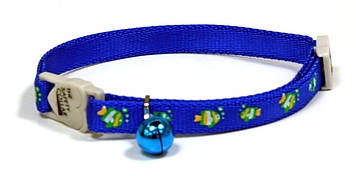 Ошейник д/кота FISH, со звоночком, нейлон, регулируемый, 4 цвета, 23-35x1см