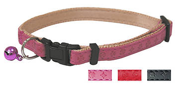 Нашийник д/кота MYLORD, з дзвіночком, кожзам c тисненням, регульований, рожевий, 21-33х1см *