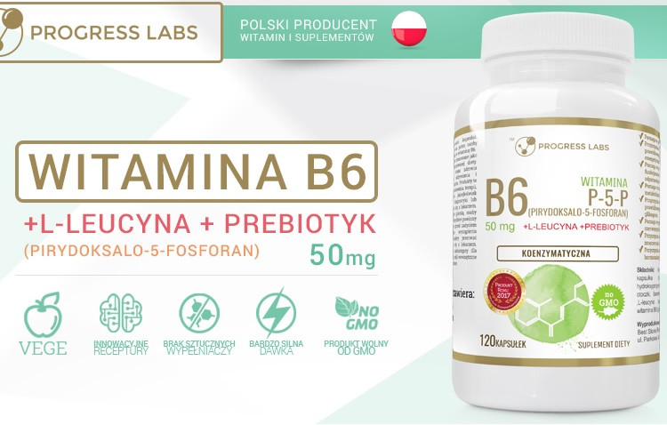 Витамин Б PROGRESS LABS Vitamin B6 (P-5-P) 50mg + Inulina - 120caps - фото 2 - id-p1024643428