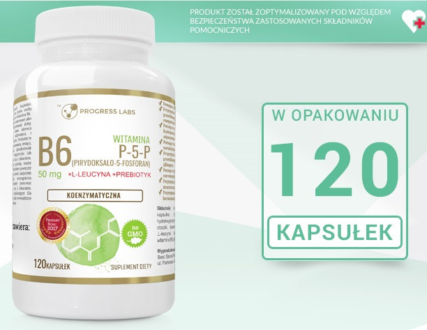 Витамин Б PROGRESS LABS Vitamin B6 (P-5-P) 50mg + Inulina - 120caps - фото 3 - id-p1024643428