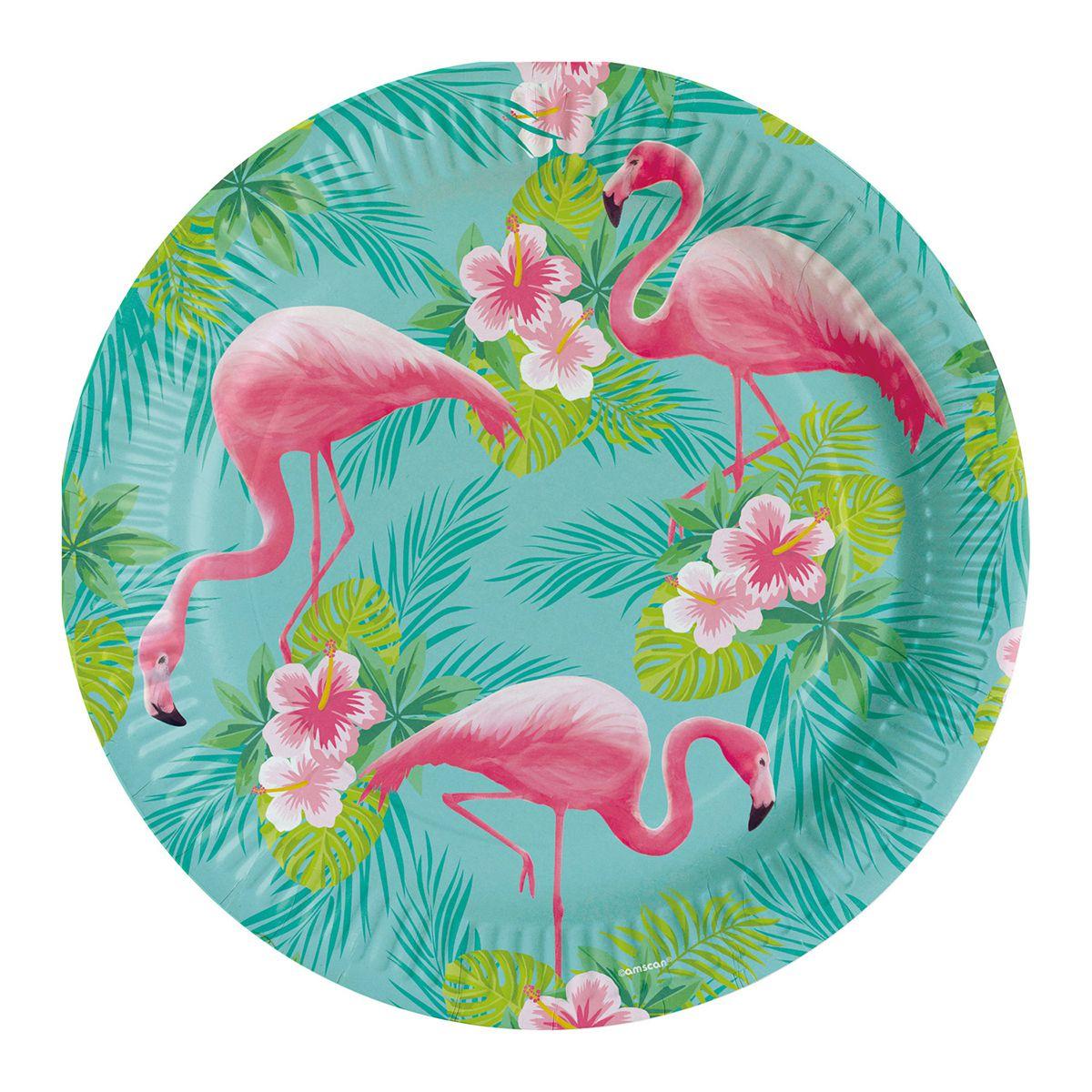 Тарілки паперові стиль "Фламінго", 8 шт, 23 см, Набор тарелок "Фламинго" 3502-0171