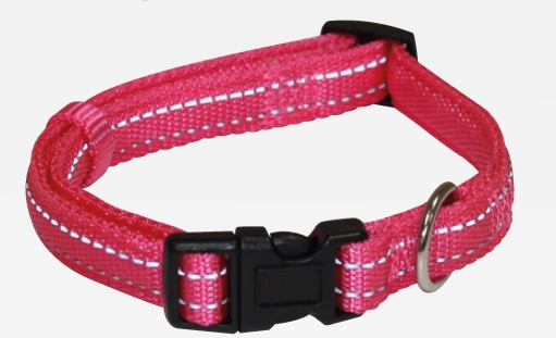 Нашийник SOFT REFLECTIVE світловідбиваючий, м'який, рожевий, нейлон, 40-65х2,5см
