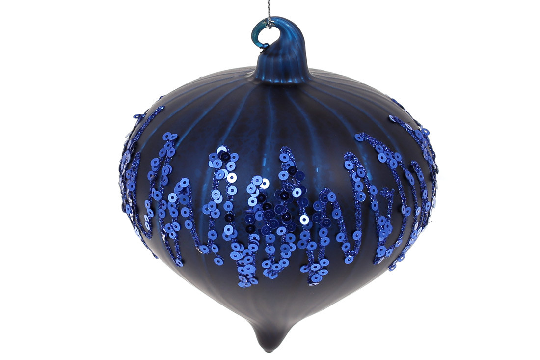Ялинкова прикраса з візерунком з паєток, 10см, колір - індиго (4 шт)