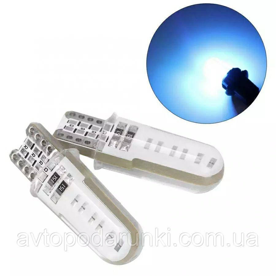 Світлодіодні LED лампочки HL28 з цоколем T10 (W5W, 9V-12V, СИНІ), безцокольні лід лампи в габарити / 2шт