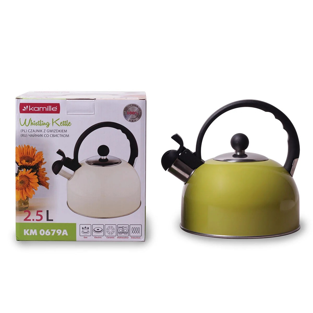 Чайник Kamille зі свистком і бакелітовою ручкою 2,5 л