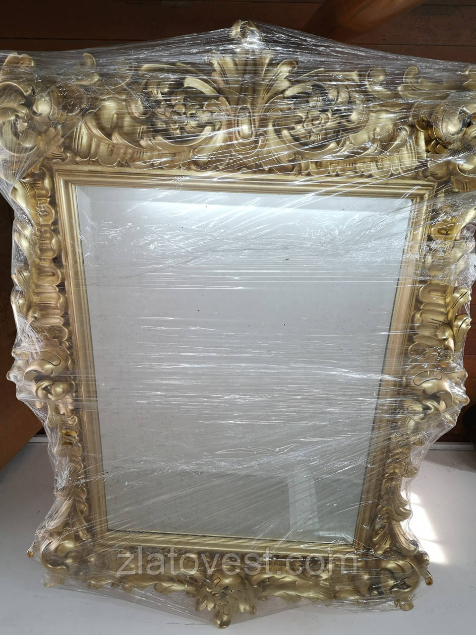 Дзеркало дерев'яне з позолотою, фото 1