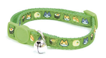 Нашийник д/кота CATMANIA SUSHI, з дзвіночком, нейлон, зелений, 23-35х1см *