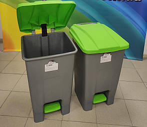 Бак для сміття з педаллю Planet 70 л сіро-зелений, фото 2