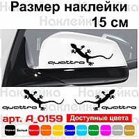 Набір наклейок на дзеркала авто - Audi Quattro Ігуана (2шт)