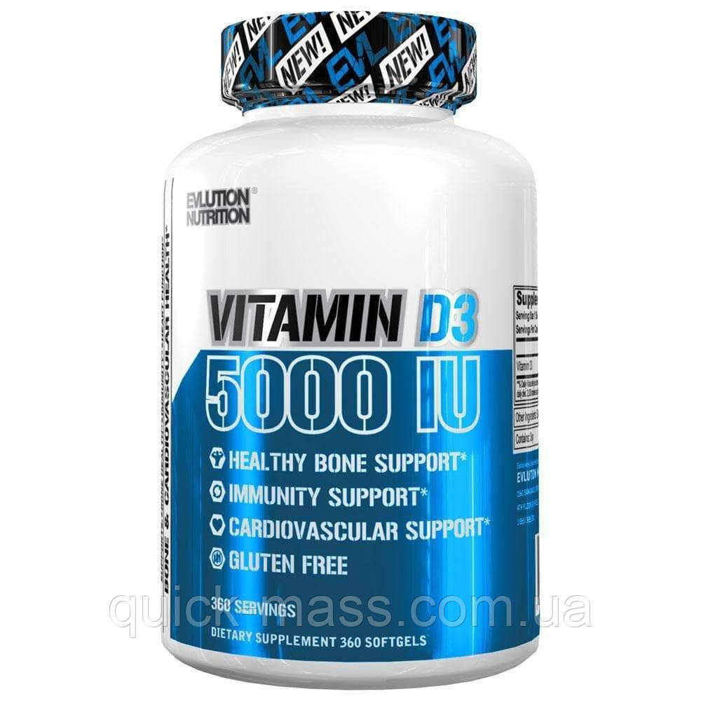 Вітамін D3 EVLution Nutrition, Vitamin D3, 5,000 IU, 120 Softgels