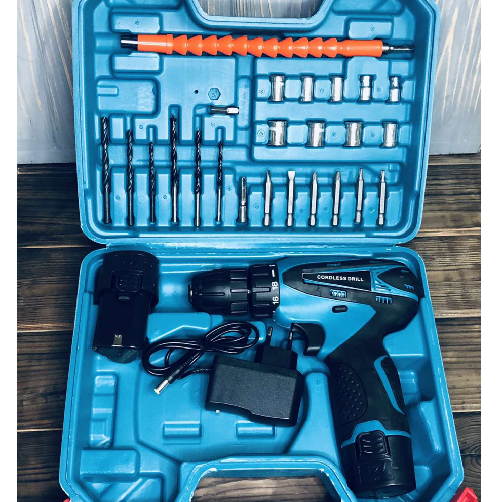 Шуруповерт акумуляторний з набором інструментів Cordless Drill