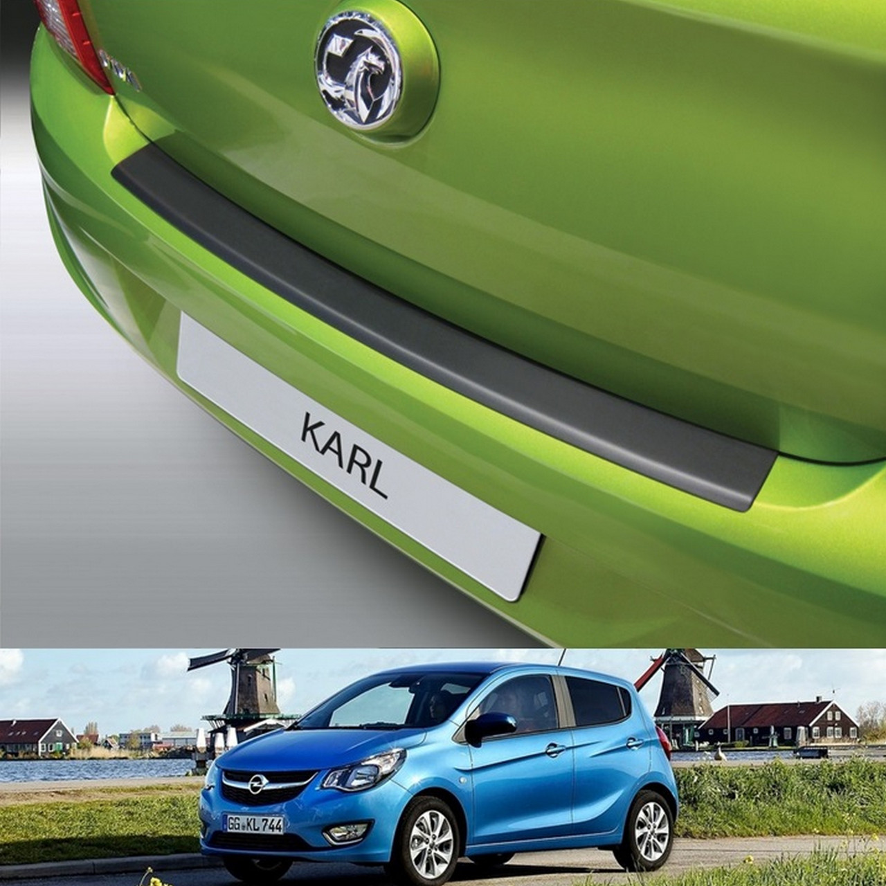 Пластикова захисна накладка на задній бампер для Opel Karl 5 door 2015-2019