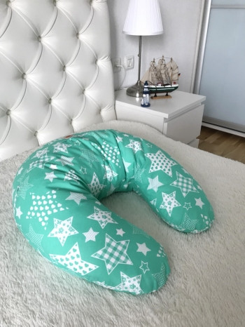 Подушка «Лежебока» для годування з малюнком Бязь/Кульки 130*35 см ,Лежень,Україна, фото 1