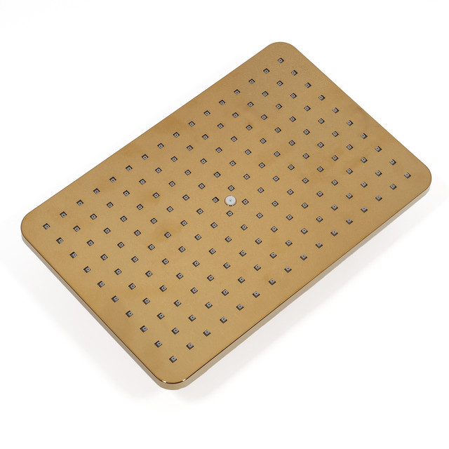 Лійка верхнього душу для душової системи WEMI SB-16 GOLD прямокутної форми з розмірами 250 на 200 мм.