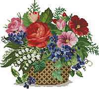 Набор для вышивания крестом 37х34 Корзинка с цветами Joy Sunday H302, фото 1