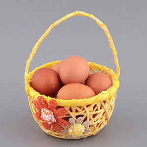 Декоративний виріб 18х13х13 см. Великодній кошик жовтий, великодня колекція.