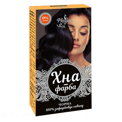 Черная краска для волос на основе хны ТМ Mayur 25 г, цена 55 грн — Prom ...