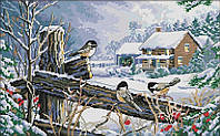 Набор для вышивания крестом 48х32 Птички на заборе Joy Sunday DA257