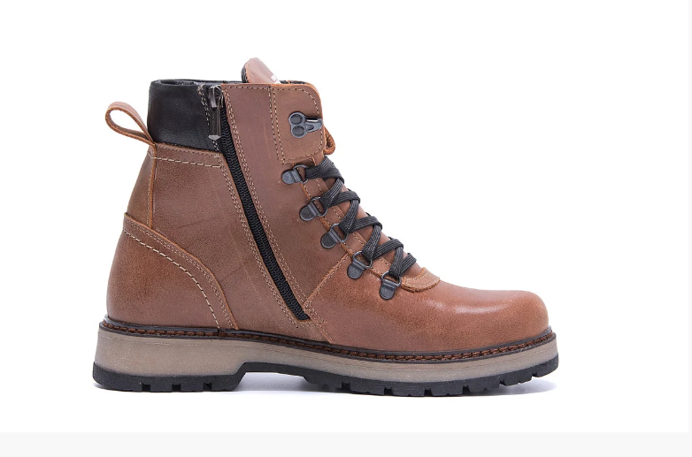 Чоловічі зимові шкіряні черевики ZG Brown Military Style коричневі