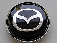 Колпачки заглушки в литые диски Mazda 63/58/8 мм. Черные, Хром.основа
