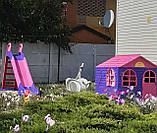 МЕГА НАБІР Середній ігровий будиночок зі шторками, велика пластикова гірка і столик зі стільчиками ТМ Doloni, фото 5