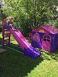 МЕГА НАБІР Середній ігровий будиночок зі шторками, велика пластикова гірка і столик зі стільчиками ТМ Doloni, фото 3