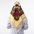 Українська хустка з тороками 90х90см Кремова, фото 3