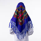 Українська хустка з тороками 90х90см Синя, фото 3