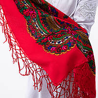 Українська хустка з тороками 90х90см Червона