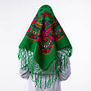 Українська хустка з тороками 90х90см Зелена, фото 3