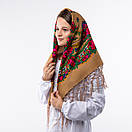 Українська хустка з тороками 90х90см Кавова, фото 2