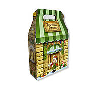 Коробка для конфет до 700г Зеленый новогодний дом