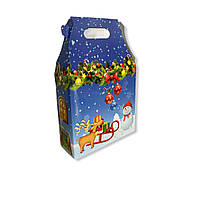 Новорічна коробка для цукерок до 700 г Синій дім
