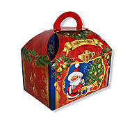 Коробка для цукерок на Новий рік і Миколая  до 800 г Червона скриня