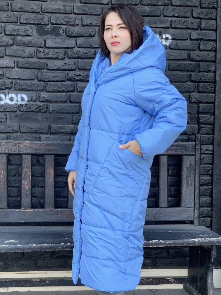 Зимове пальто Oversize зимова, артикул 500, колір блакитний / блакитного кольору