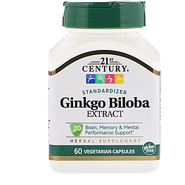 Ginkgo Biloba Extract Standardized 21st Century 60 капсул