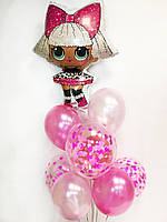 Готовий набір куль із гелієм No2 "Рожевий стиль з лялечкою ЛОЛ" кулі на День народження для дівчинки