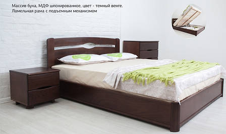 Ліжко двоспальне дерев'яне з підйомним механізмом Кароліна Мікс меблі, колір на вибір, фото 2