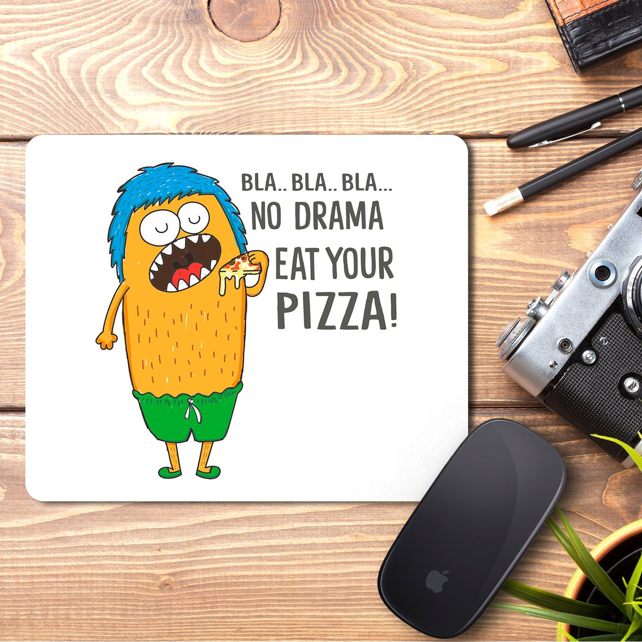 Килимок для миші з принтом "Bla Bla...... Bla... No drama. Yeat tour pizza!"