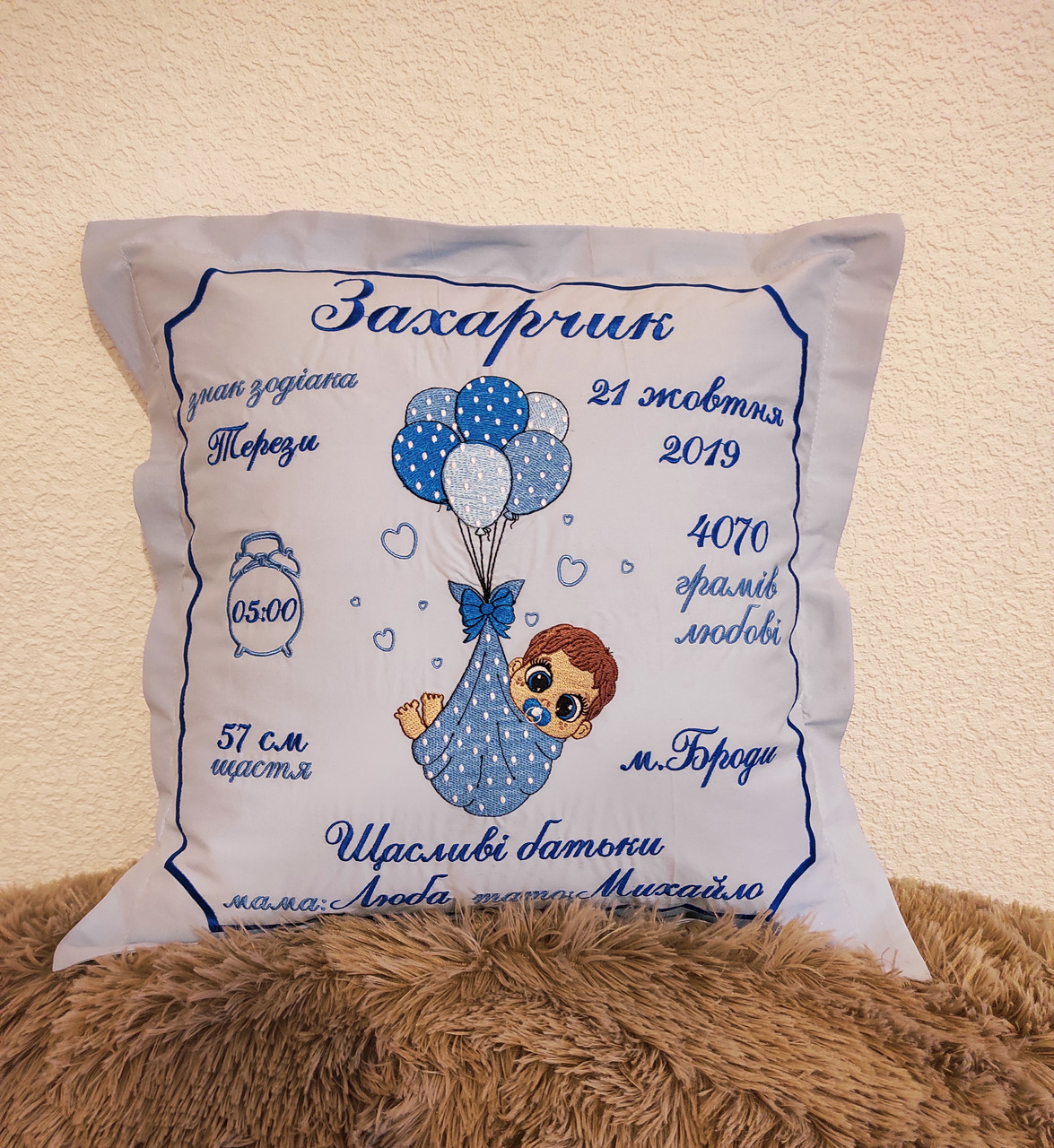 Іменна подушка метрика