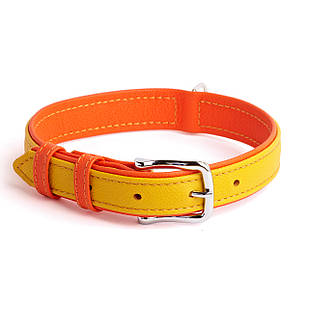 Нашийник KareLine з натуральної шкіри 25 мм 380-470 мм Жовтий